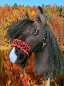 Hobbyhorse met halster oranje roze zijkant